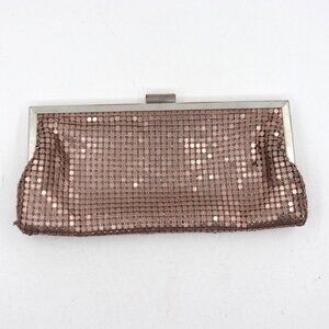 Style & Co Handbag Women S Brown Nickle Mesh Clutch Latch Lock Lined Evening Bag